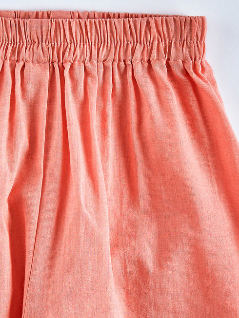 Girl's' Pink Kurta Pant Set